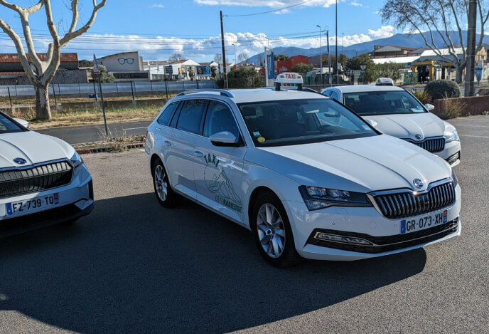 Trois taxis de l'entreprise Taxi Côte Radieuse